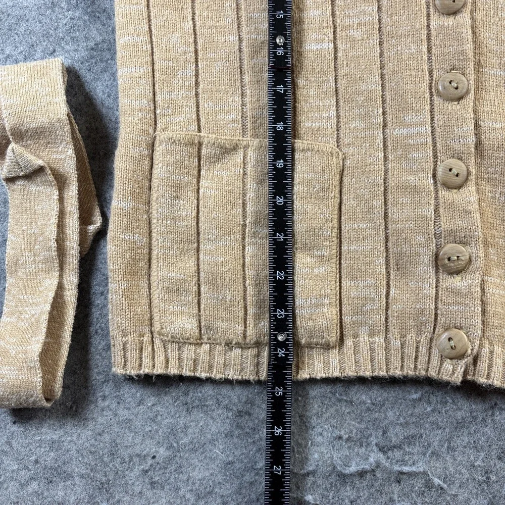 Vintage 70s British Vogue Belted Cardigan Sweater Women's S/M Cream Grandma Core
